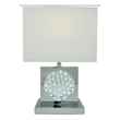 Accent Table Lamp- 22 Inch- Chrome Square Crystal Center with Night Light