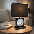 Accent Table Lamp- Square Crystal LED Panel- 22 Inch Black Pewter
