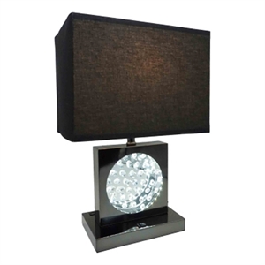 Accent Table Lamp- Square Crystal LED Panel- 22 Inch Black Pewter