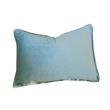 Niva Lumbar Pillow- Blue Embroidered Pumpkin- Ivory Cotton-Blend 14x20