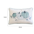 Niva Lumbar Pillow- Blue Embroidered Pumpkin- Ivory Cotton-Blend 14x20