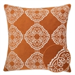 Niva Square Throw Pillow- Damask Embroidery- Burnt Orange Velvet 20 Inch