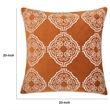 Niva Square Throw Pillow- Damask Embroidery- Burnt Orange Velvet 20 Inch