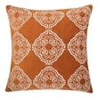Niva Square Throw Pillow- Damask Embroidery- Burnt Orange Velvet 20 Inch