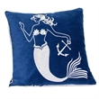Niva Square Throw Pillow- Embroidered White Mermaid- Blue Velvet- 20 Inch
