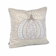 Niva Square Throw Pillow- Lace Embroidered Pumpkin- Linen-Blend Taupe 20 Inch
