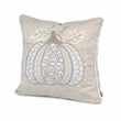 Niva Square Throw Pillow- Lace Embroidered Pumpkin- Linen-Blend Taupe 20 Inch