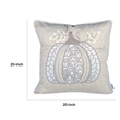 Niva Square Throw Pillow- Lace Embroidered Pumpkin- Linen-Blend Taupe 20 Inch