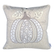 Niva Square Throw Pillow- Lace Embroidered Pumpkin- Linen-Blend Taupe 20 Inch