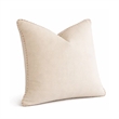 Niva Square Throw Pillow- Linen-Like Ivory- Decorative Stitched trim 24x24