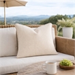 Niva Square Throw Pillow- Linen-Like Ivory- Decorative Stitched trim 24x24
