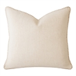 Niva Square Throw Pillow- Linen-Like Ivory- Decorative Stitched trim 24x24