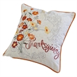Niva Square Throw Pillow- Thanksgiving Embroidery- Orange Cotton-Blend 20 Inch