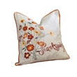 Niva Square Throw Pillow- Thanksgiving Embroidery- Orange Cotton-Blend 20 Inch