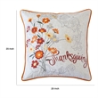 Niva Square Throw Pillow- Thanksgiving Embroidery- Orange Cotton-Blend 20 Inch