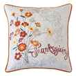 Niva Square Throw Pillow- Thanksgiving Embroidery- Orange Cotton-Blend 20 Inch