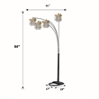 Kyle Arch Floor Lamp- Adjustable Arms- 4 Square Crystal Shades- Black- Gold