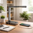 L Shaped LED Desk Lamp- USB and Power Outlet- Rocker Switch- Chrome Metal