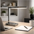 L Shaped LED Desk Lamp- USB and Power Outlet- Rocker Switch- Chrome Metal