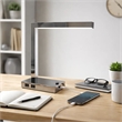L Shaped LED Desk Lamp- USB and Power Outlet- Rocker Switch- Chrome Metal