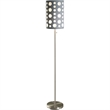 Retro Floor Lamp- 62 Inch- Gray and White Drum Shade- Pull Chain Switch