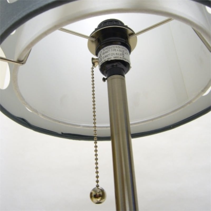 Retro Floor Lamp- 62 Inch- Gray and White Drum Shade- Pull Chain Switch