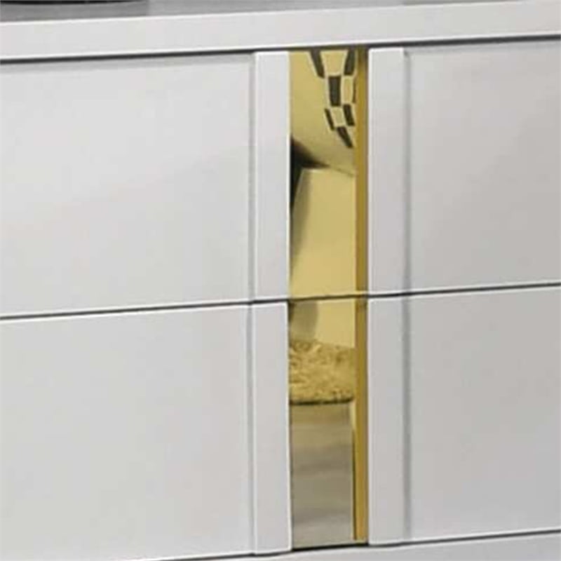 Queen Bedroom Set- White- Gold Wood- 3 Piece Set with 2 Nightstands