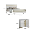 Queen Bedroom Set- White- Gold Wood- 3 Piece Set with 2 Nightstands