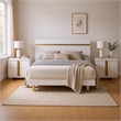 Queen Bedroom Set- White- Gold Wood- 3 Piece Set with 2 Nightstands