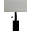 Table Lamp- White Fabric Shade- Square Brown Body- Chrome Metal Base