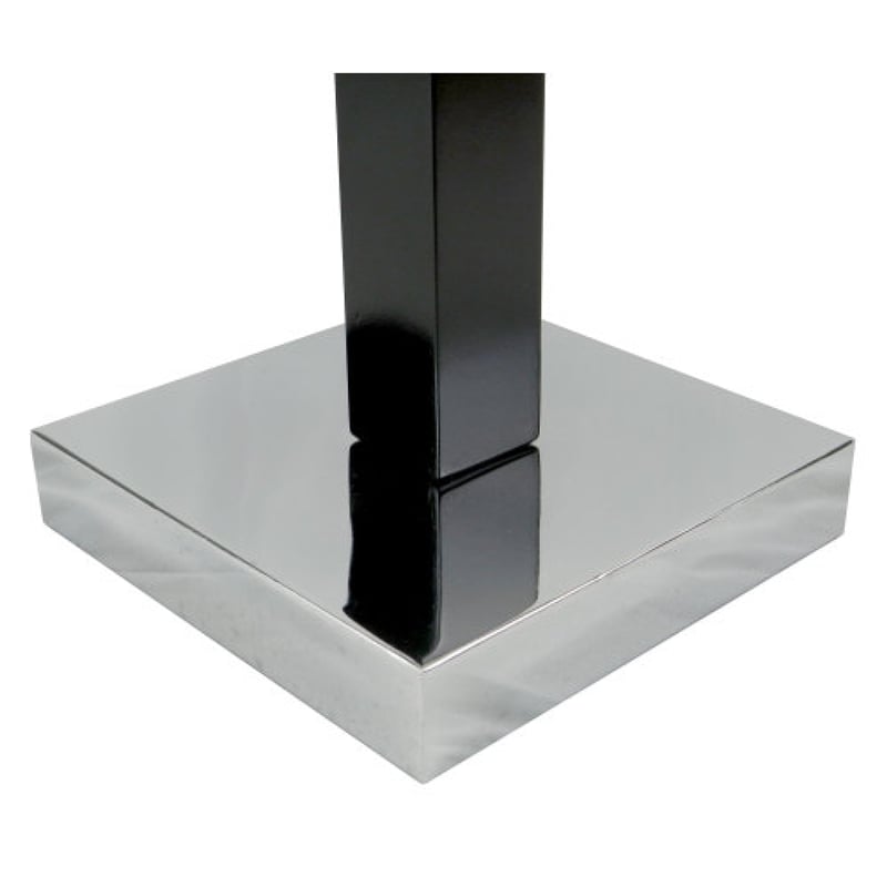 Table Lamp- White Fabric Shade- Square Brown Body- Chrome Metal Base