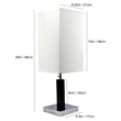 Table Lamp- White Fabric Shade- Square Brown Body- Chrome Metal Base