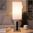 Table Lamp- White Fabric Shade- Square Brown Body- Chrome Metal Base