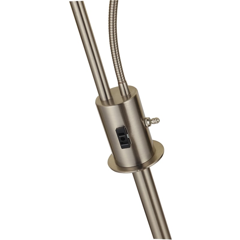 Torchiere Floor Lamp w LED Reading Light- Adjustable Arm- Satin Nickel