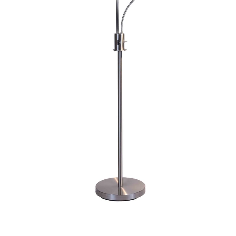 Torchiere Floor Lamp w LED Reading Light- Adjustable Arm- Satin Nickel