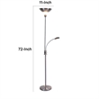 Torchiere Floor Lamp w LED Reading Light- Adjustable Arm- Satin Nickel
