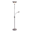 Torchiere Floor Lamp w LED Reading Light- Adjustable Arm- Satin Nickel