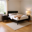 Queen Bedroom Set- Black Wood- 2 Piece Set with Nightstand