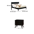Queen Bedroom Set- Black Wood- 3 Piece Set with 2 Nightstands