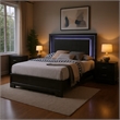Queen Bedroom Set- Dark Gray- Metallic Gray Wood- 3 Piece Set with 2 Nightstands