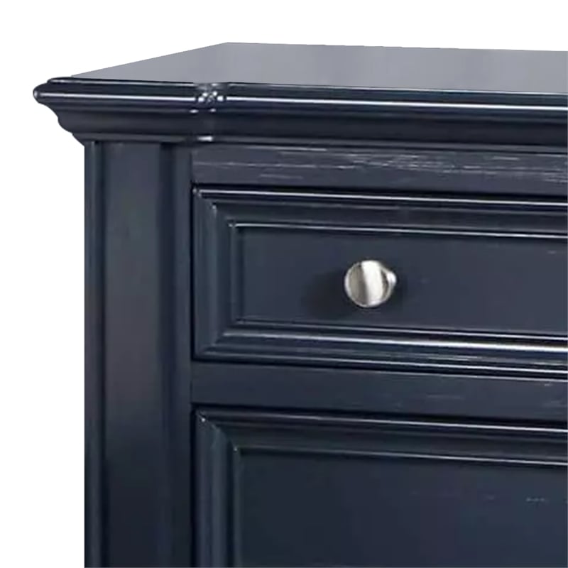 Queen Bedroom Set- Slate Blue- Nickel Wood- 2 Piece Set with Nightstand