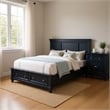 Queen Bedroom Set- Slate Blue- Nickel Wood- 2 Piece Set with Nightstand