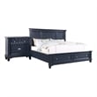 Queen Bedroom Set- Slate Blue- Nickel Wood- 2 Piece Set with Nightstand