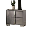 Queen Bedroom Set- Light Taupe- Chrome Silver Wood- 2 Piece Set with Nightstand
