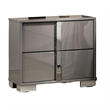 Queen Bedroom Set- Light Taupe- Chrome Silver Wood- 2 Piece Set with Nightstand