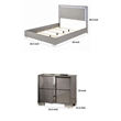Queen Bedroom Set- Light Taupe- Chrome Silver Wood- 2 Piece Set with Nightstand