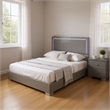 Queen Bedroom Set- Light Taupe- Chrome Silver Wood- 2 Piece Set with Nightstand
