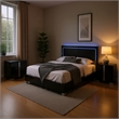 Queen Bedroom Set- Piano Black-Chrome Silver Wood-2 Piece Set with Nightstand