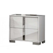 Queen Bedroom Set- White- Chrome- Chrome Silver Wood-2 Piece Set with Nightstand
