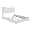 Queen Bedroom Set- White- Chrome- Chrome Silver Wood-2 Piece Set with Nightstand